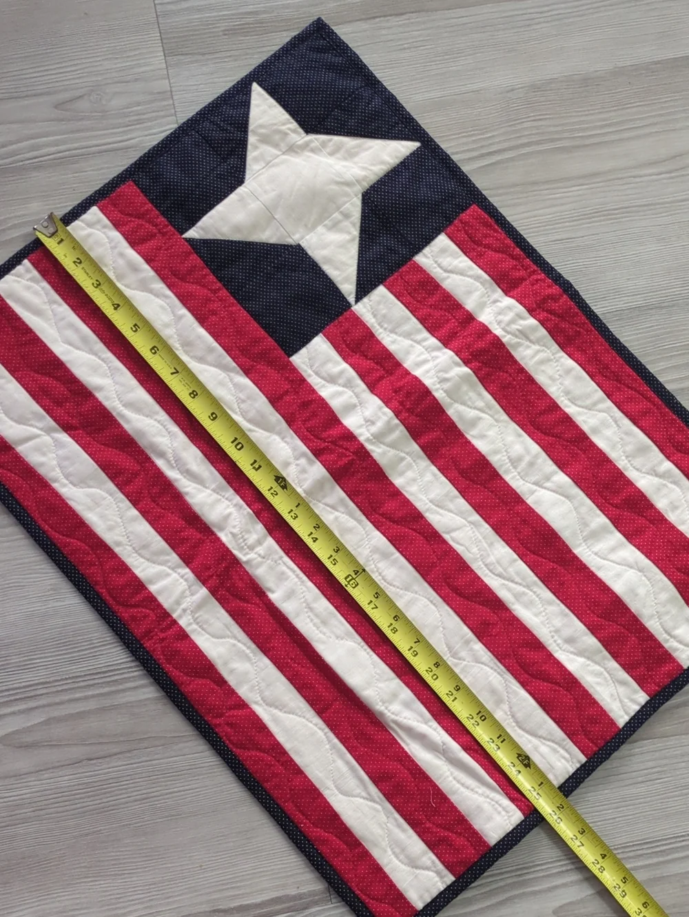 Handmade Patriotic Quilt Wall Hanging Americana Red White Blue Folk Art Decor